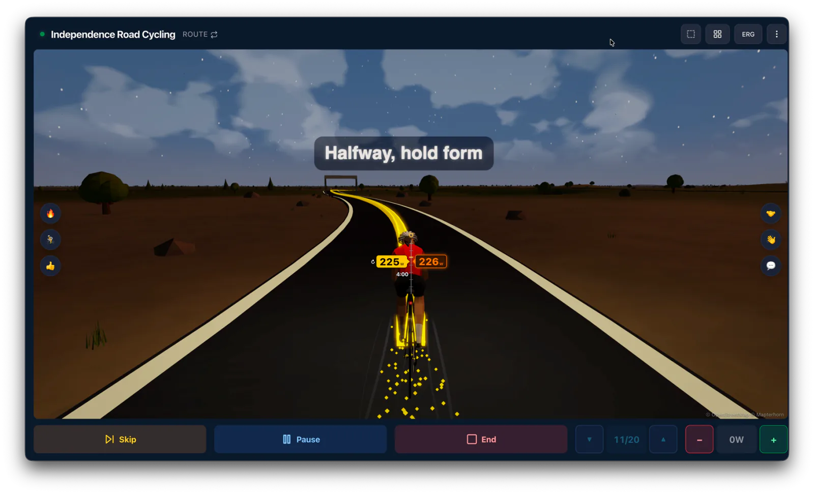 An immersive workout with targets painted on the road ahead