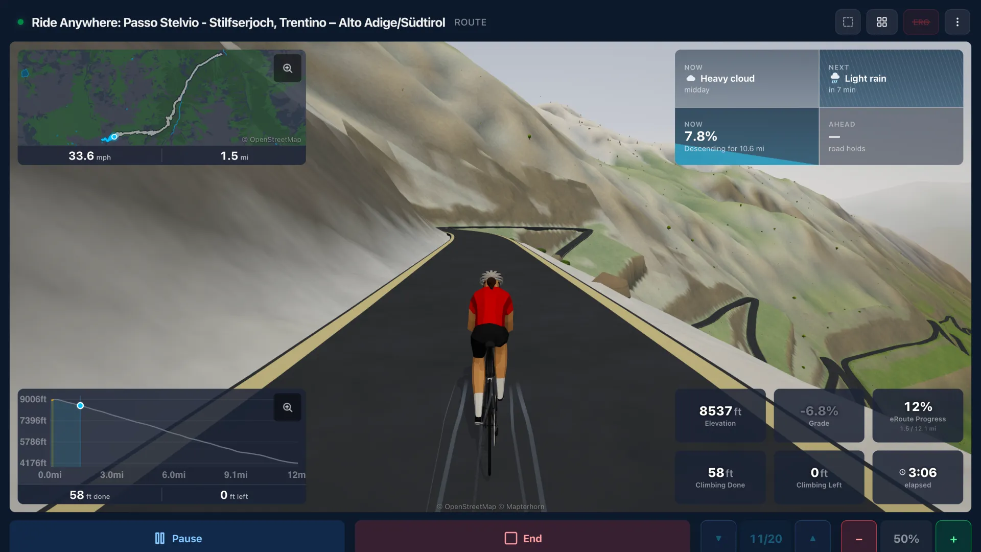 Infinite World in Ride Cave, rain moving in over an alpine descent